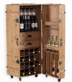 Armoire-bar sapin massif WELLWOOD