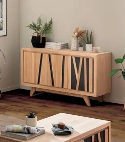 Bahut chêne blanchi 3 portes BAMBOO