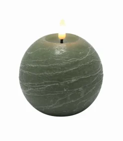 Bougie LED boule vert amande