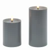Bougie LED cylindrique plastique gris / Set de 2