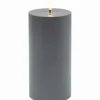 Bougie LED cylindrique plastique gris H 20 cm