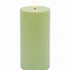 Bougie LED cylindrique plastique vert H 20 cm