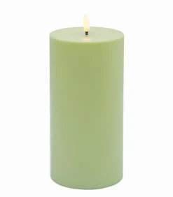 Bougie LED cylindrique plastique vert H 20 cm