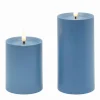 Bougie LED cylindrique plastique bleu / Set de 2