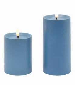 Bougie LED cylindrique plastique bleu / Set de 2