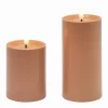 Bougie LED cylindrique plastique terracotta / Set de 2