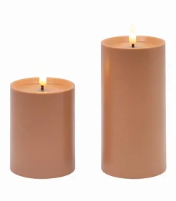 Bougie LED cylindrique plastique terracotta / Set de 2