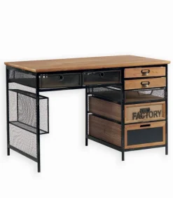 Bureau bois & métal 7 tiroirs WENDY
