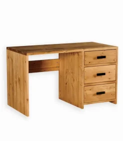 Bureau pin massif ciré 3 tiroirs MALMOE