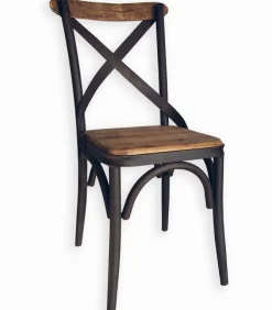 Chaise BISTROT assise bois recyclé