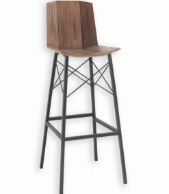 Chaise de bar métal et teck BROWTON