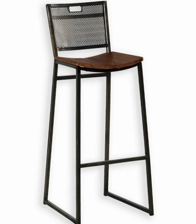Chaise haute métal et teck GADO
