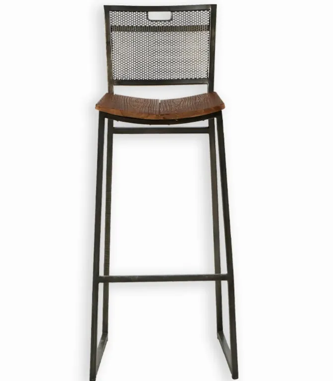 Chaise haute métal et teck GADO