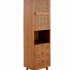 Colonne teck massif CARAWA 1 porte 3 tiroirs