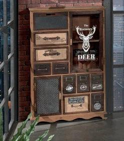 Commode en bois avec tête de cerf – WENDY