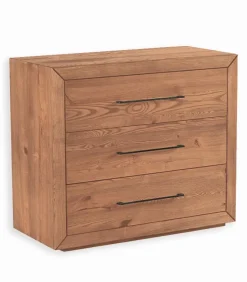 Commode pin massif brossé 3 tiroirs HJALMER
