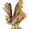 Coq en teck sur socle