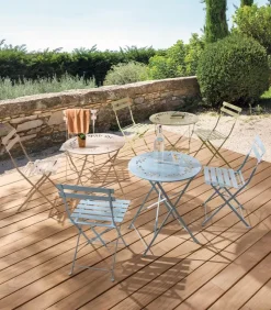 Ensemble pliant table jardin ronde + 2 chaises de jardin SUMMER