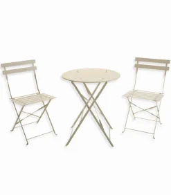 Ensemble pliant table jardin ronde + 2 chaises de jardin SUMMER