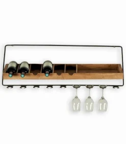 Etagère à vin murale en bois avec range-verres