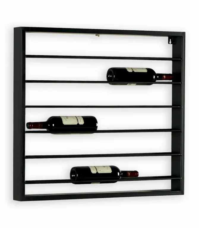 Etagère à vin murale en métal noir