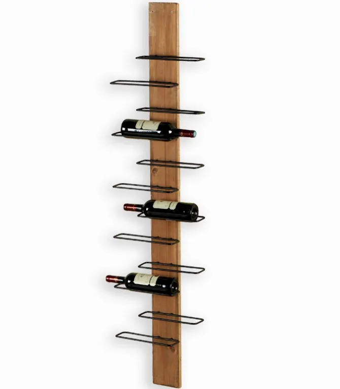 Etagère à vin murale en sapin et métal