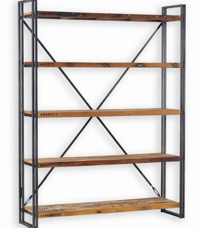 Etagère bois de bateau et métal VINTAGE