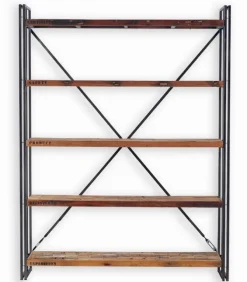 Etagère bois de bateau et métal VINTAGE