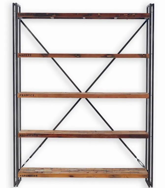 Etagère bois de bateau et métal VINTAGE