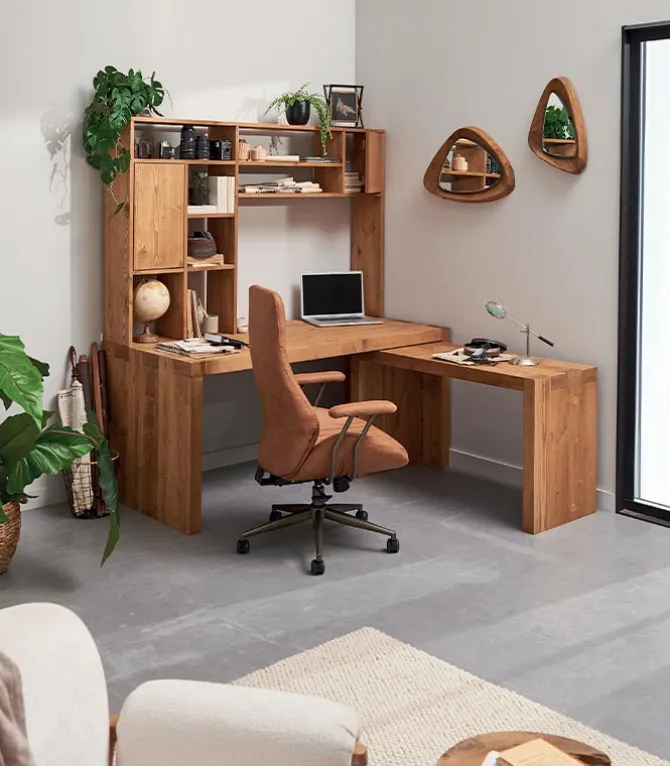 Etagère bureau pin massif ciré MALMOE