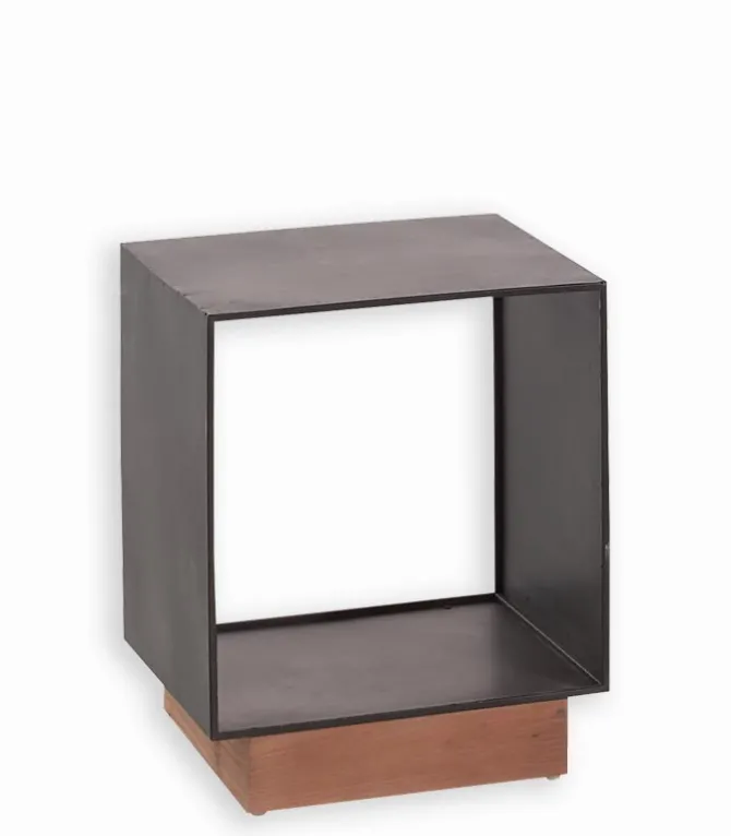 Etagère fer laqué noir cube INDUS