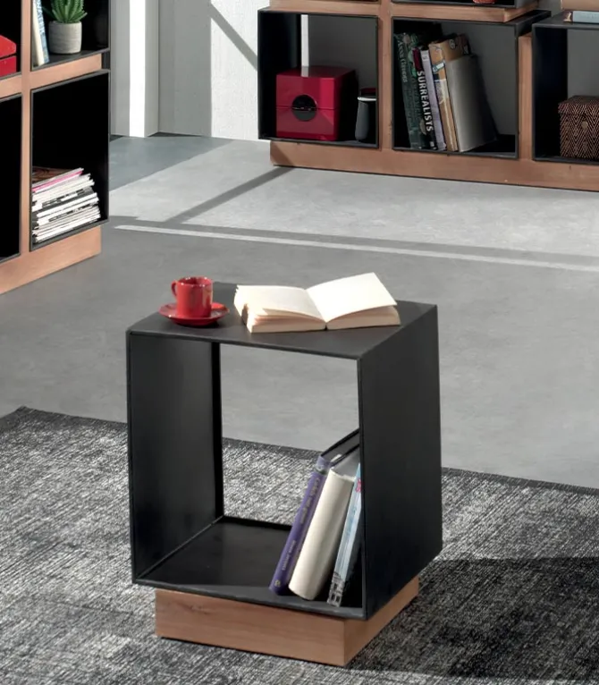Etagère fer laqué noir cube INDUS