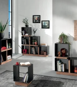 Etagère fer laqué noir cube INDUS