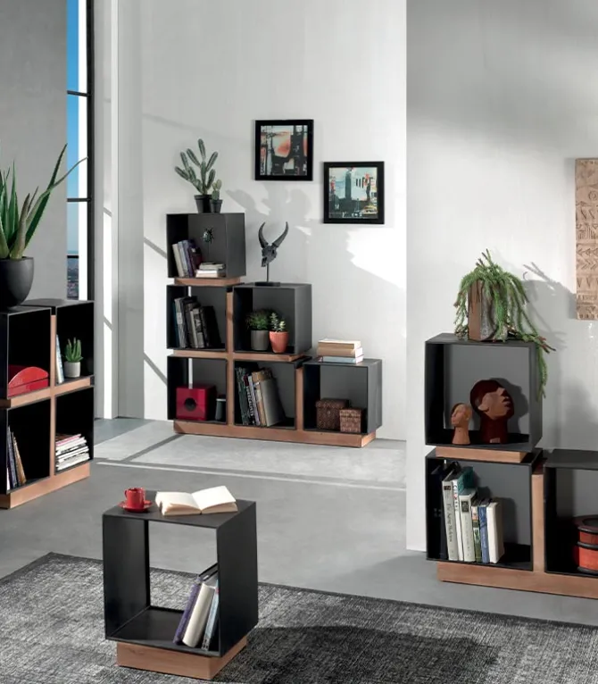 Etagère fer laqué noir cube INDUS