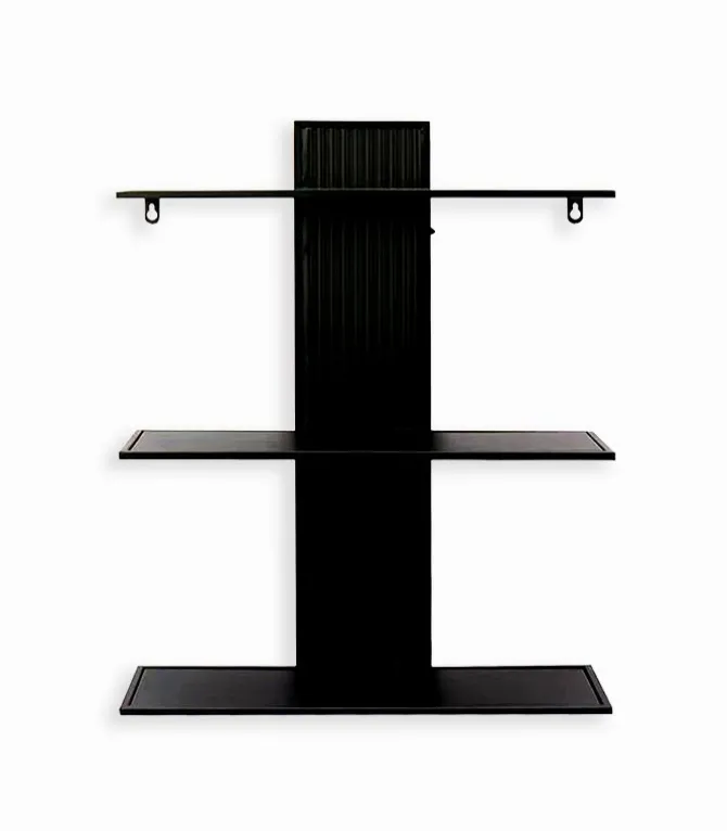 Etagère murale CORK en fer laqué noir