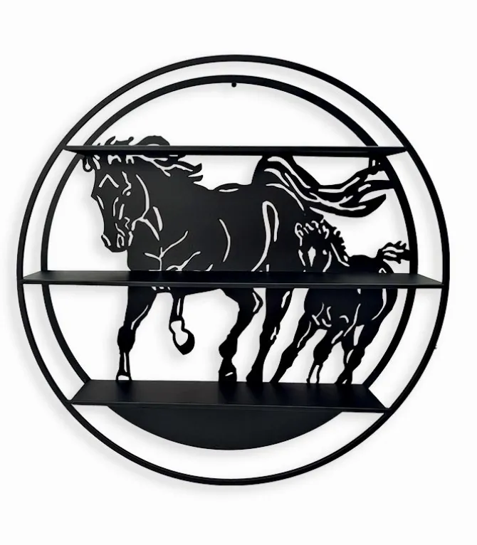 Etagère murale CORK motif chevaux