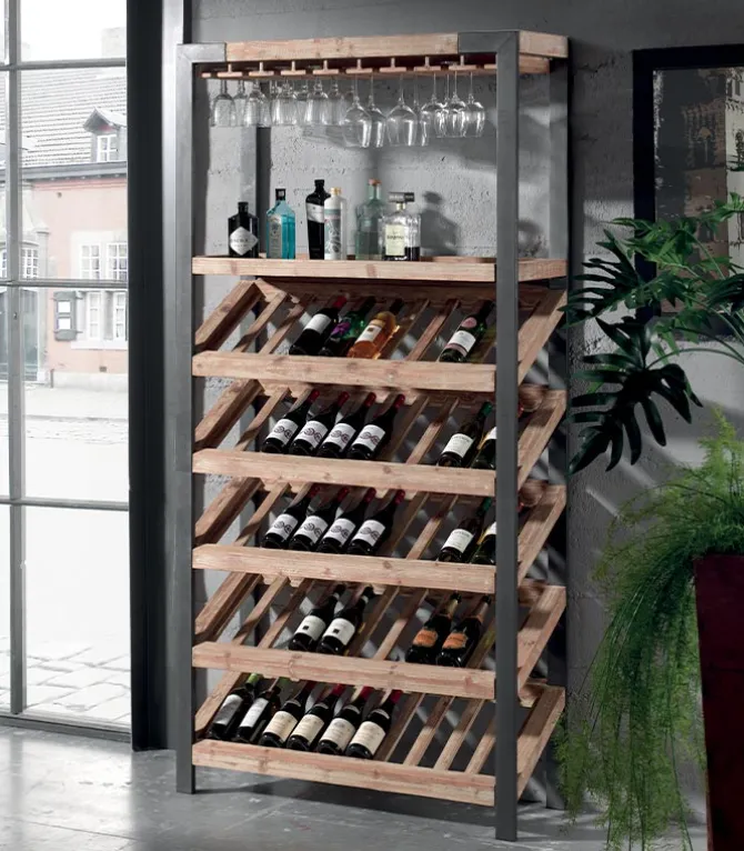 Etagère range-bouteilles VINO en bois et métal