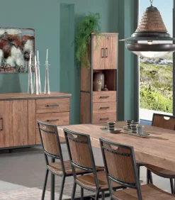 Etagère teck recyclé et fer vieilli 3 tiroirs BROWTON