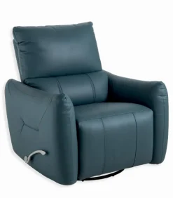 Fauteuil relax tournant cuir bleu WINDLEY