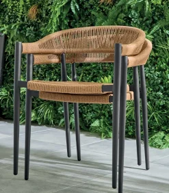 Fauteuil rotin et alu empilable OULU