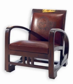 Fauteuil teck et cuir RETRO