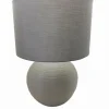 Lampe céramique abat-jour tissu gris