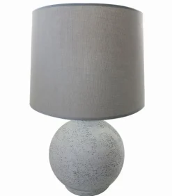 Lampe céramique gris clair abat-jour tissu