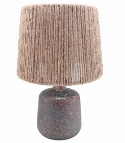 Lampe céramique noir abat-jour corde PM
