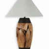 Lampe exotique teck et métal MULIA