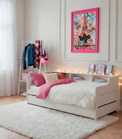 Lit pin massif blanc 90×190 BORSEN