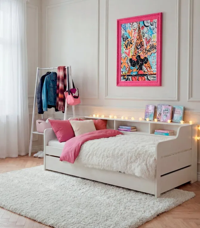 Lit pin massif blanc 90×190 BORSEN