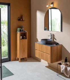 Meuble salle de bain murale vasque pierre – STONE