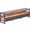 Meuble TV bois de bateau et métal L 208 cm SAMBA