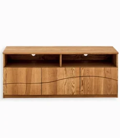 Meuble TV frêne massif 3 portes WAVE